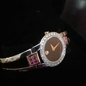 Womens Custom Movado Watch w Diamonds and Rubies